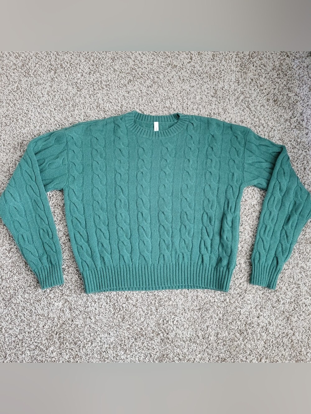 Aritzia The Group Babaton Sweater Merino Wool Cable Knit Crew Neck Green Small